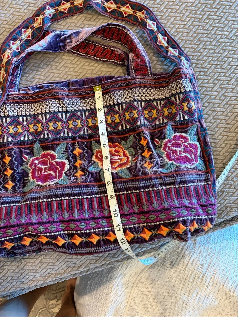 Johnny Was Multicolor Embroidered Floral Tote in Purple and Pink